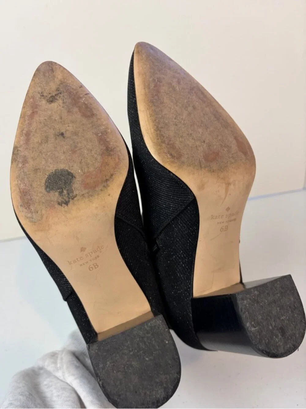 KATE SPADE GISELLE BLACK METALLIC HEEL ANKLE BOOTIE BOOTS WOMENS POINTY TOE 6B